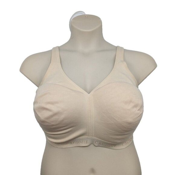 Cacique Lane Bryant Womens Bra Cotton Unlined No Wire Size 46D Beige - Picture 3 of 9
